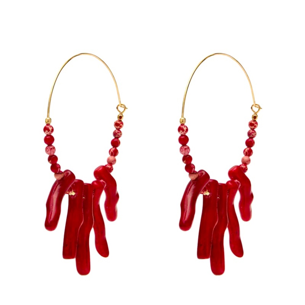 Isabel Marant Red Coral Hoop Earrings